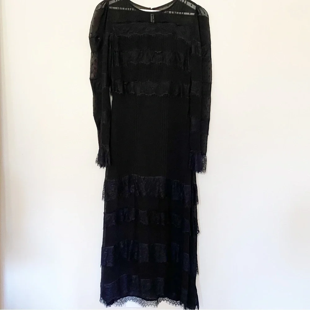 Lace Maxi Dress Black Size Small - Picture 2 of 12